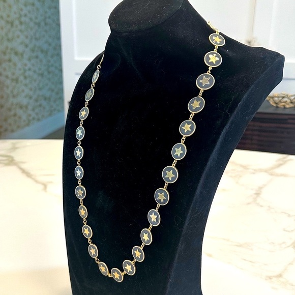 TOVA Gold Star Long Necklace Set in Blue-Grey Enamel in Gold-Tone Metal - Picture 4 of 16